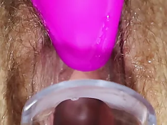Palpitating climax inwards vulva closeup