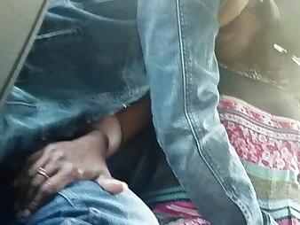 Indian cougar finger-tickled in fore-part backseat
