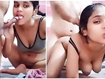 Desi cutie Riya Bhabh1 takes a stiff pummeling after blowing her neighbor's thong snake
