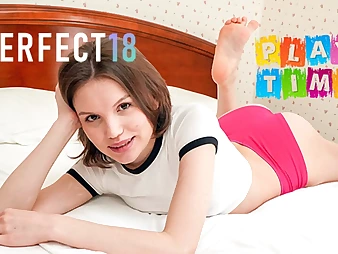 Observe Milka's first-ever thing in the morning - a cock-squeezing cooter ejaculation!
